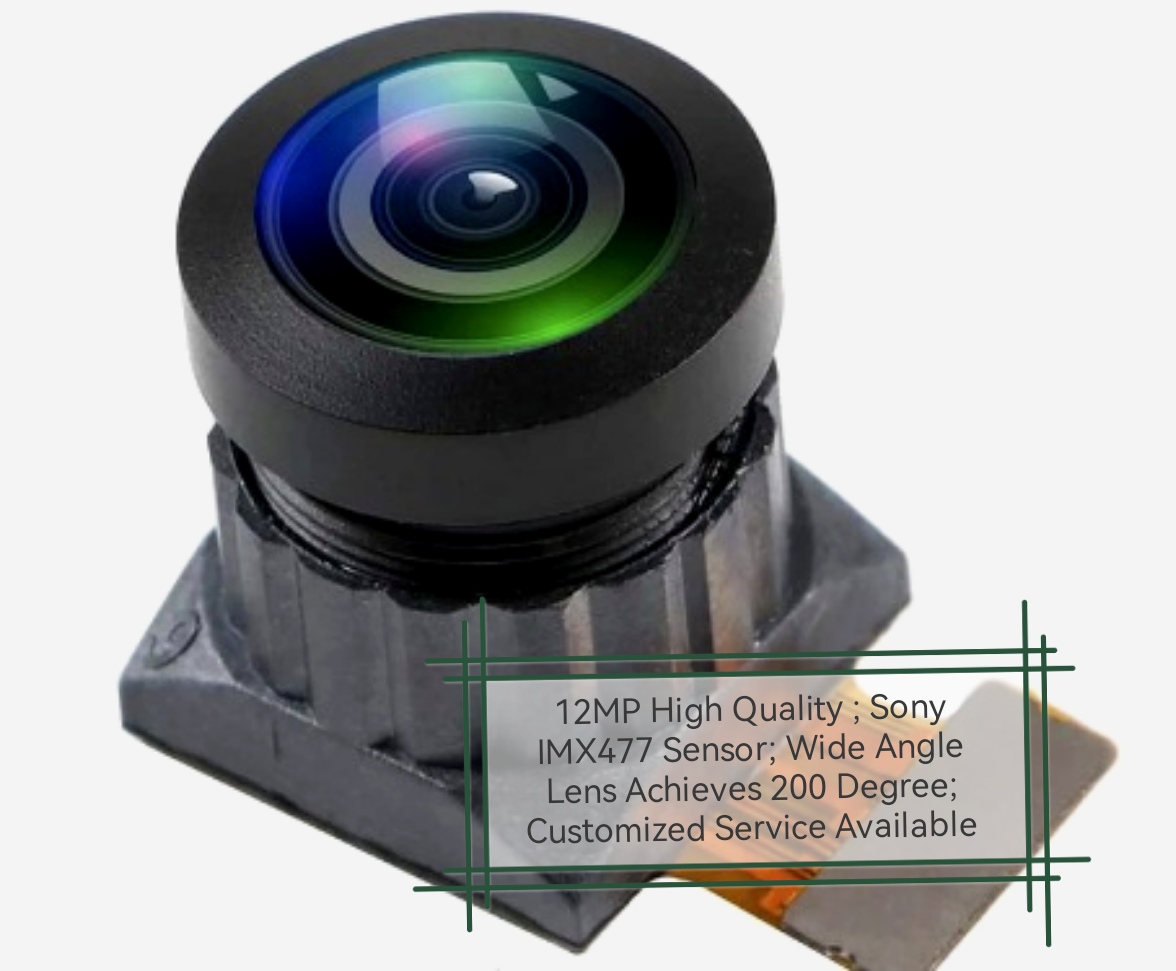 12MP 광각 카메라 모듈, 200도 FOV의 SONY IMX477 센서